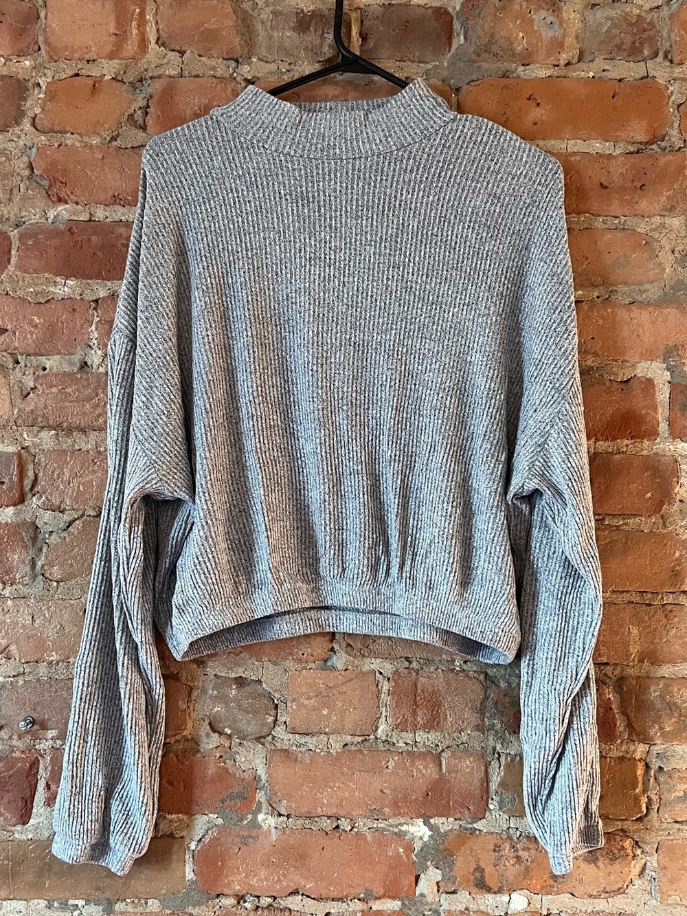 Garage Marled Gray Ribbed Knit Top